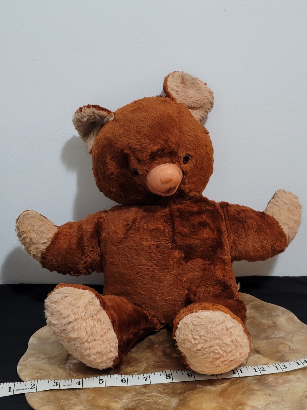 1950s IDEAL Rubber Nose Plush Teddy Bear - Soft Light Beige Accents